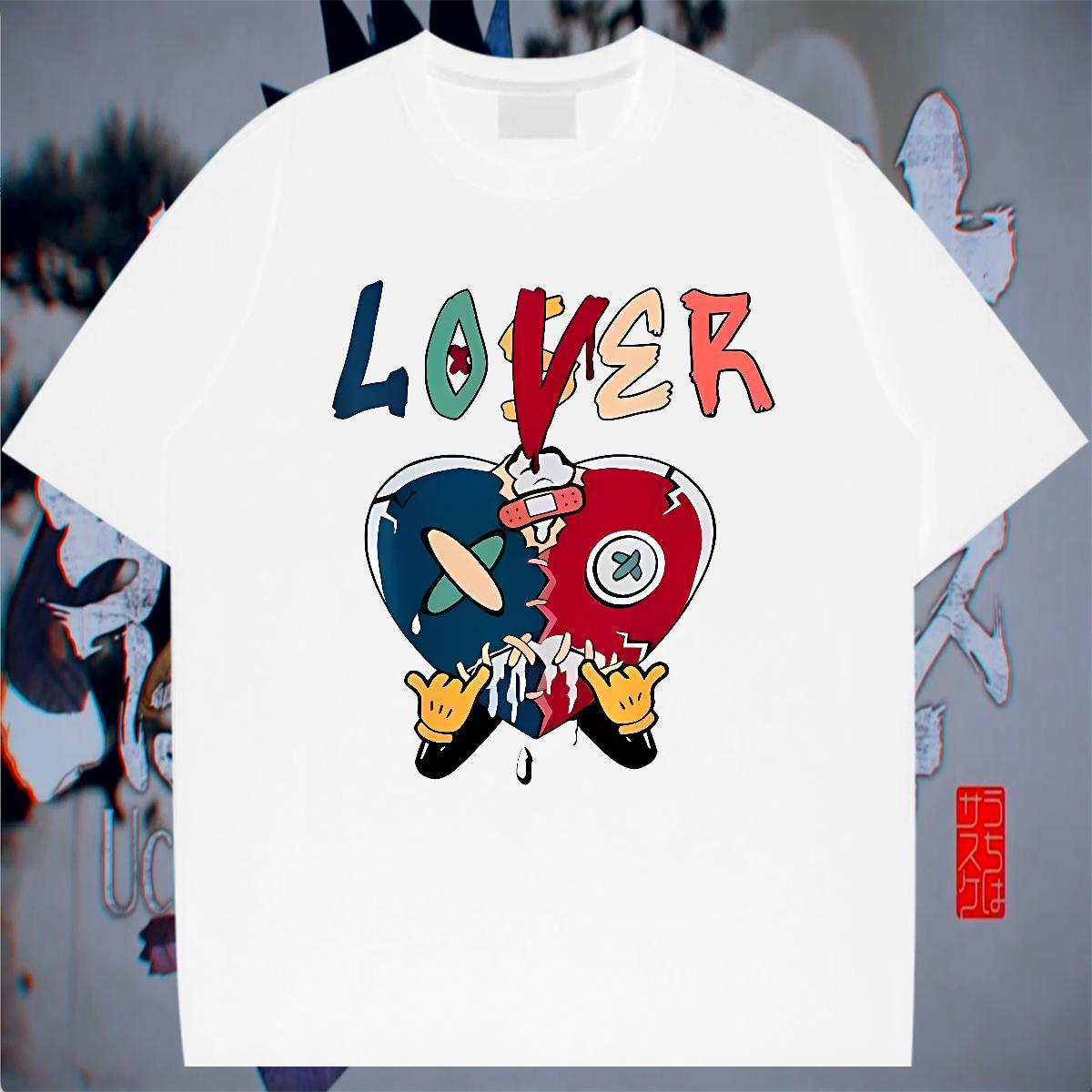 Brand Men Tops Tees 100% Cotton 230g Anime Printing Street letter DIY Logo Oversized O Neck Short Sleeves Casual New Mens T Shirts Clothes