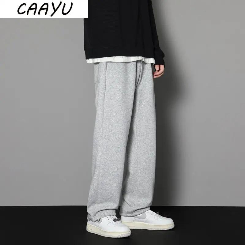 CAAYU Sweatpants Mens Straight Pants Large Size Male Loose Black Casual Streetwear Sport Trousers Joggers Oversize Sports 240806