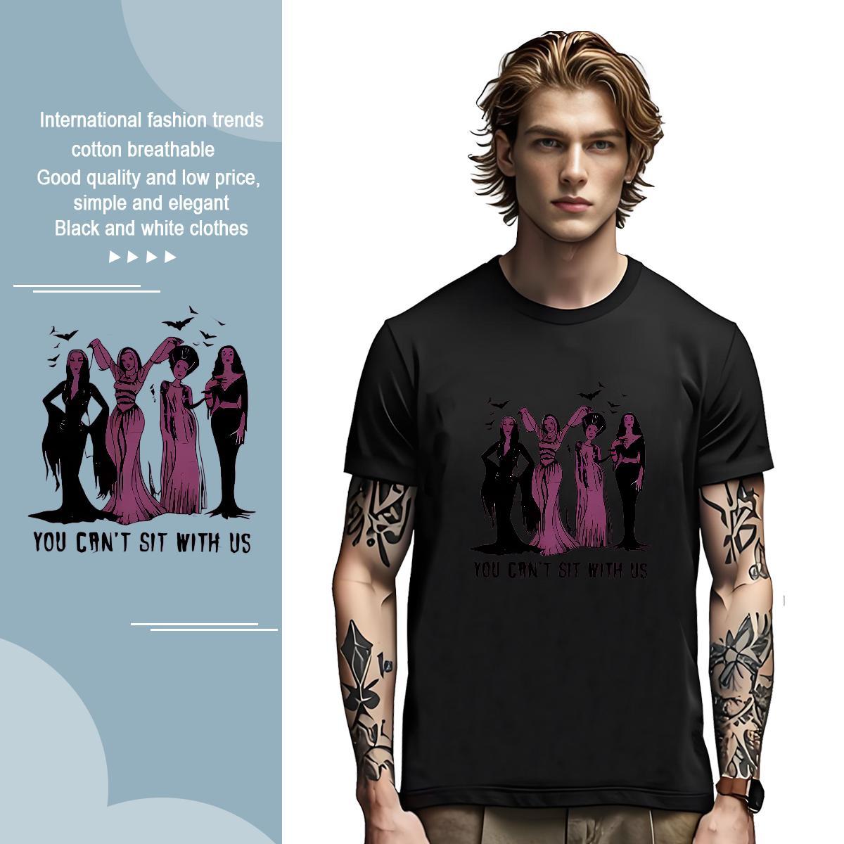 Mens T Shirts 230g Pure Cotton halloween Street Wear O-Neck Short Sleeve DIY Printed Men Clothes T-Shirt Fashion Designer TOP Quality Clothings