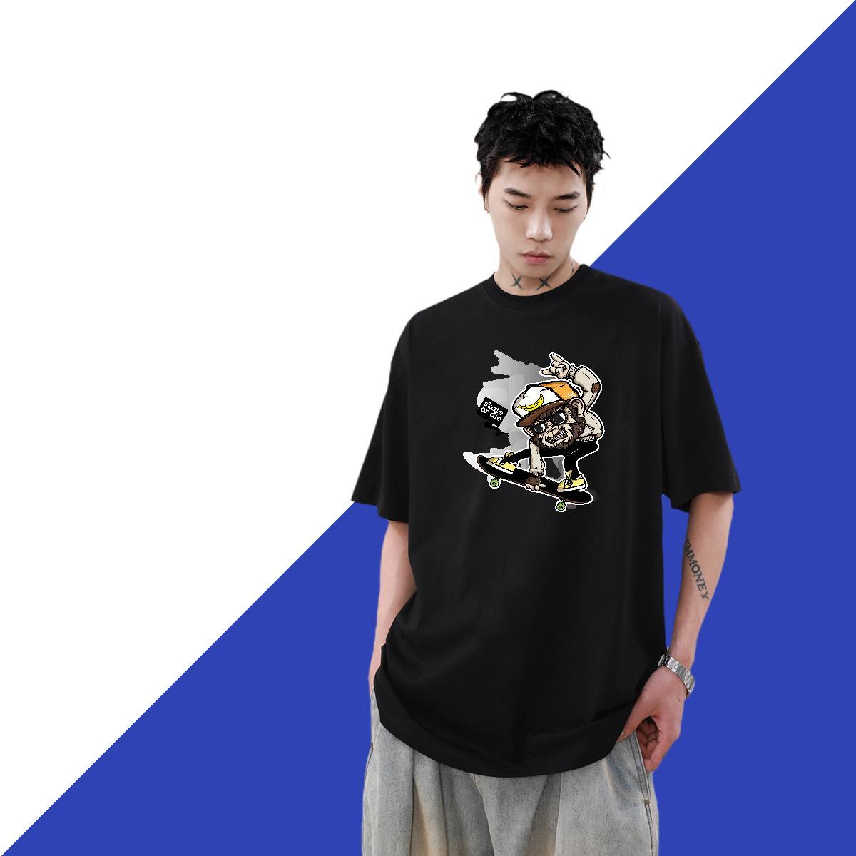 Designer Couples T Shirts 230g 100% Cotton Casual skateboarding Skull Crew Neck Breathable Customized T Shirts Men Tees