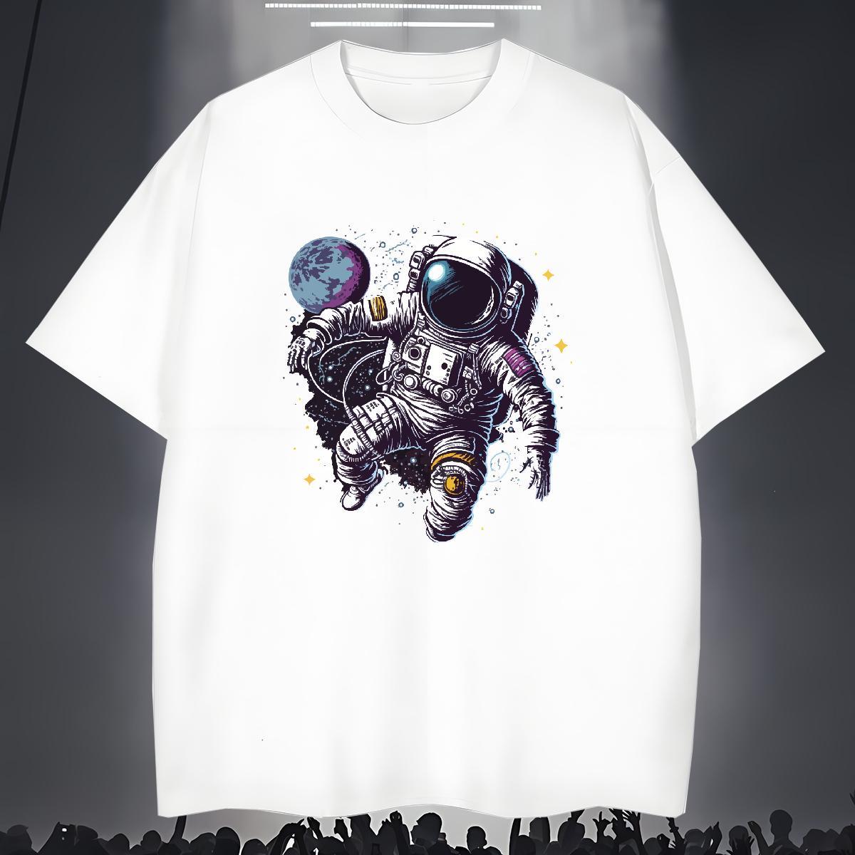 T-Shirts 230g 100% Cotton universe Daily Outfit Short Sleeve O-Neck Anime Print Tshirt for Man Woman Wholesale Cool Design Polos