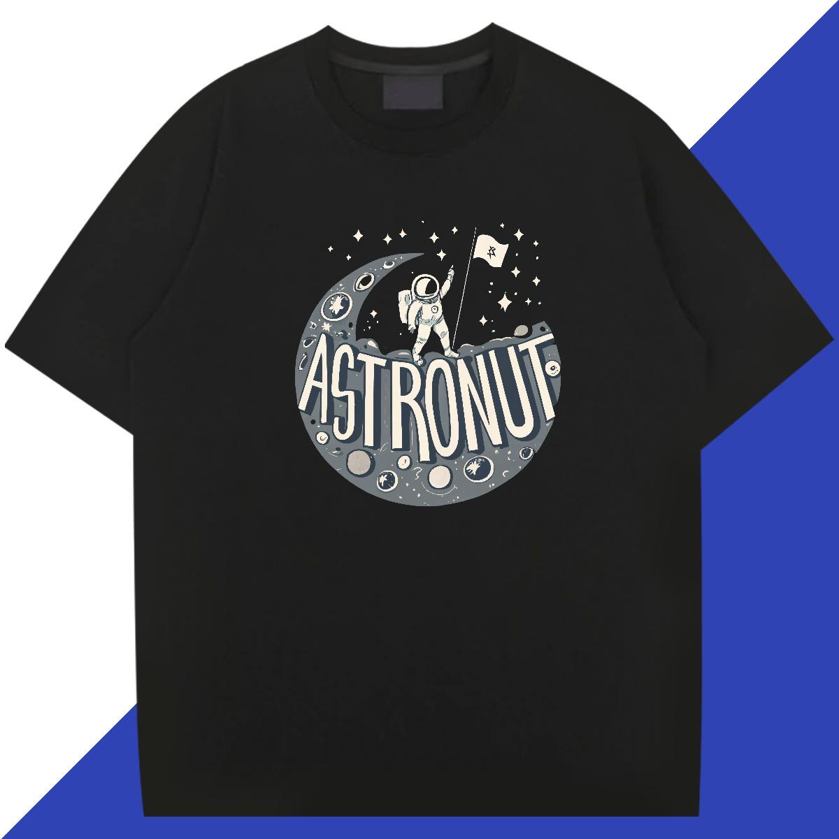 Comfortable Tshirts 100% Cotton 230g Street Wear spaceman DIY Logo Oversized Crew Neck Designer Fashion T shirt Clothes