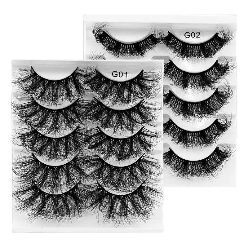 New 5airc 25mm 8D false eyelashes with customized Wispy natural mink eyelashes wholesale fluffy false eyelashes W240803