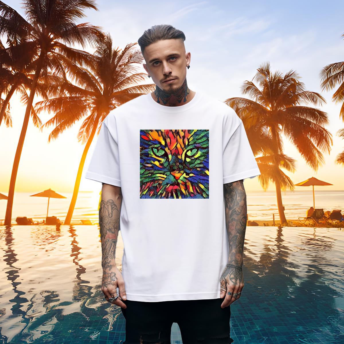 Popular Mens Tshirts 230g Cotton cat T shirt Street Breathable Crew Neck Plus Size Custom New Designer Clothings