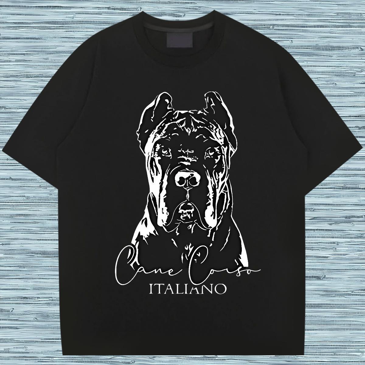 New Designer T-Shirts for Men 230g 100% Cotton dog High Street Hip Hop Tshirts Crew Neck Breathable Loose Fit Tshirt for Man Woman DIY Printed