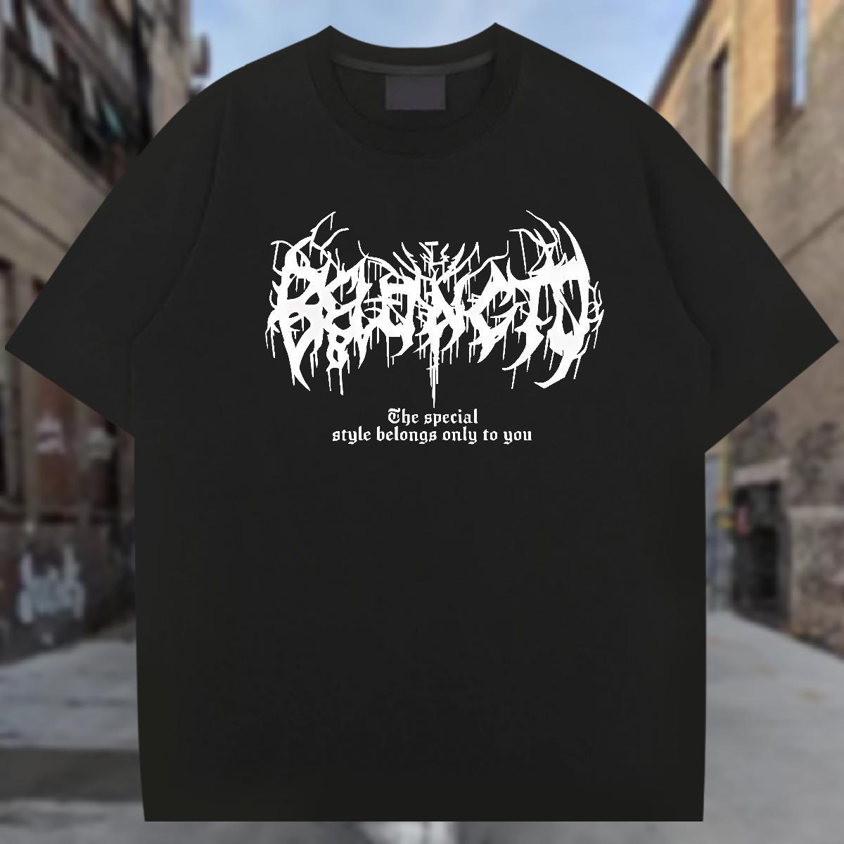 T-Shirts 230g 100% Cotton Lines Casual Beach Round Neck Short Sleeve Cartoon Printing L-4XL Men Tees Fashion Casual Loose Fit Polos