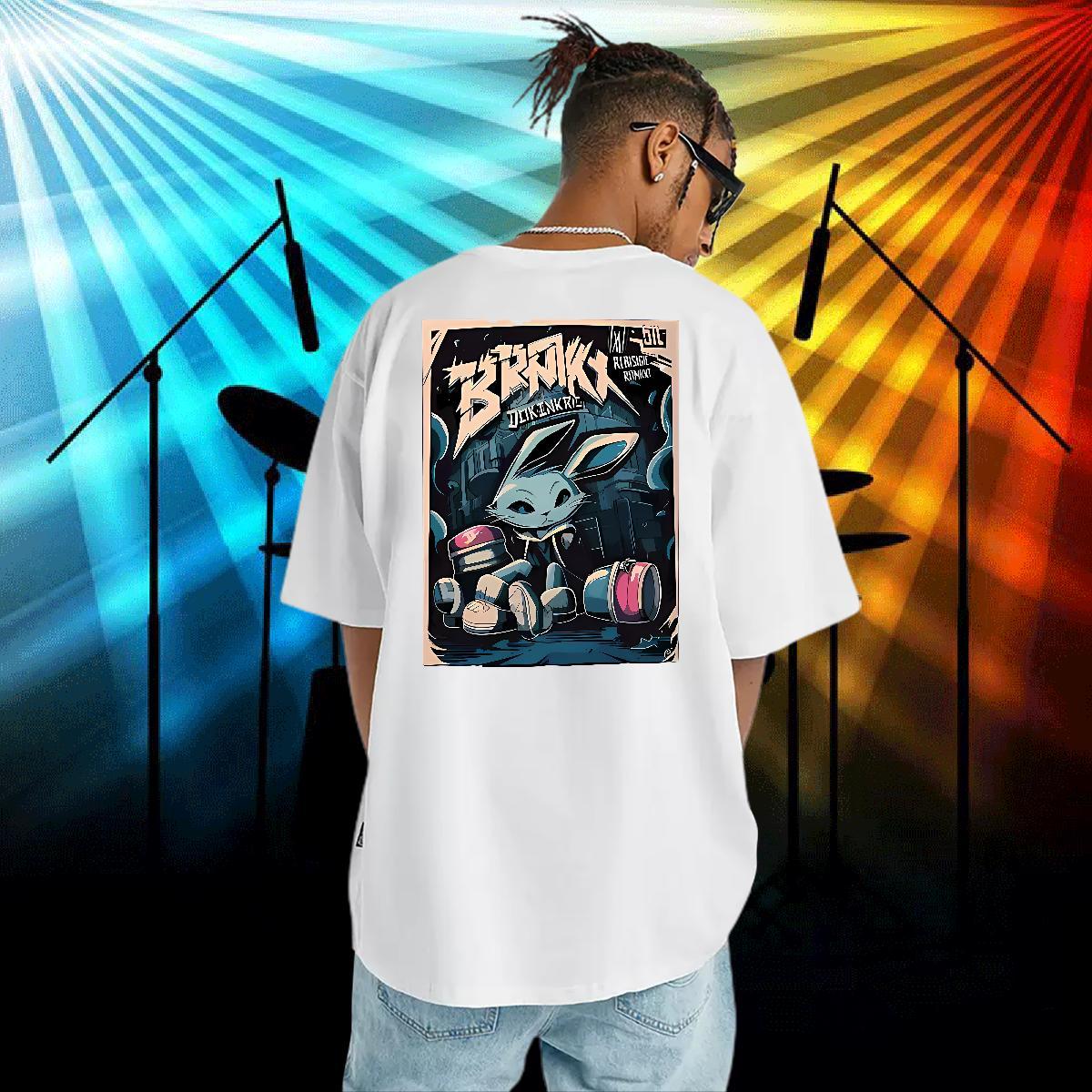 2024 Designer T-Shirts for Men 100% Cotton 230g rabbit Anime Printing Street Wear Round Neck Short Sleeve TOP Quality Couples T Shirts DIY Printed