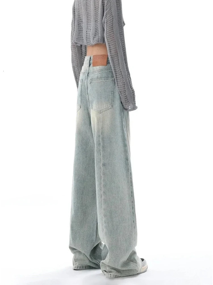 HOUZHOU Harajuku Y2K Baggy Jeans Women Streetwear Retro Fashion Autumn High Waist Pants Loose Wide Leg Denim Trousers Female 240806