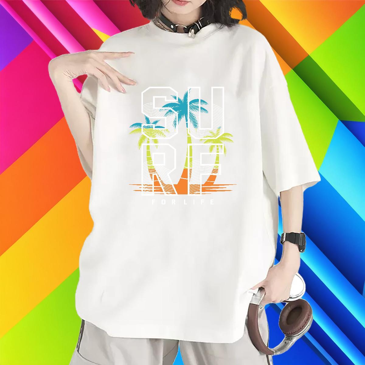 5A Women T Shirts O-Neck Short Sleeve Lady T shirt Cartoon Print tree Spring Summer 230g Pure Cotton Factory Direct Top Shirts