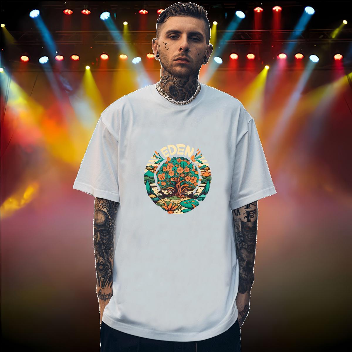 Customized T shirt 100% Cotton 230g flower Daily Outfit Top Tees Breathable Short Sleeve Soft Men Tshirts White Plus Size