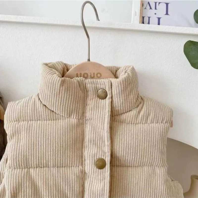 Corduroy vest for children boys and girls cotton jacket gray jacket childrens jacket autumn thick warm jacket casual clothingW240724
