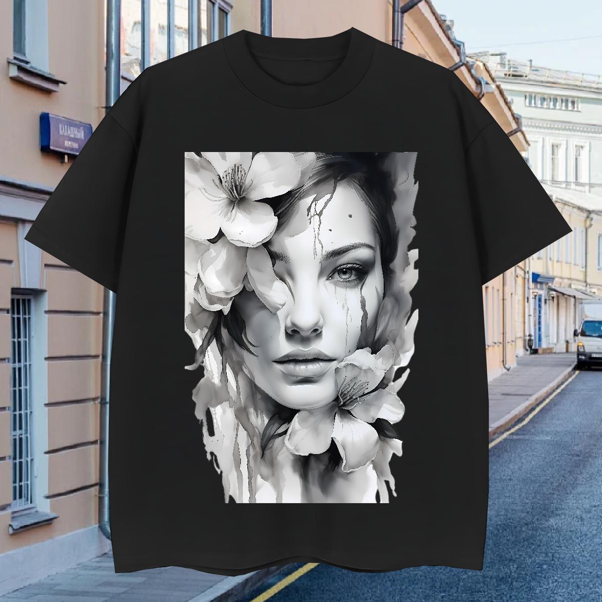 Mens T Shirts 230g 100% Cotton women Street Casual Breathable Short Sleeve Floral Print Couples T Shirts Casual New Designer Top Tees