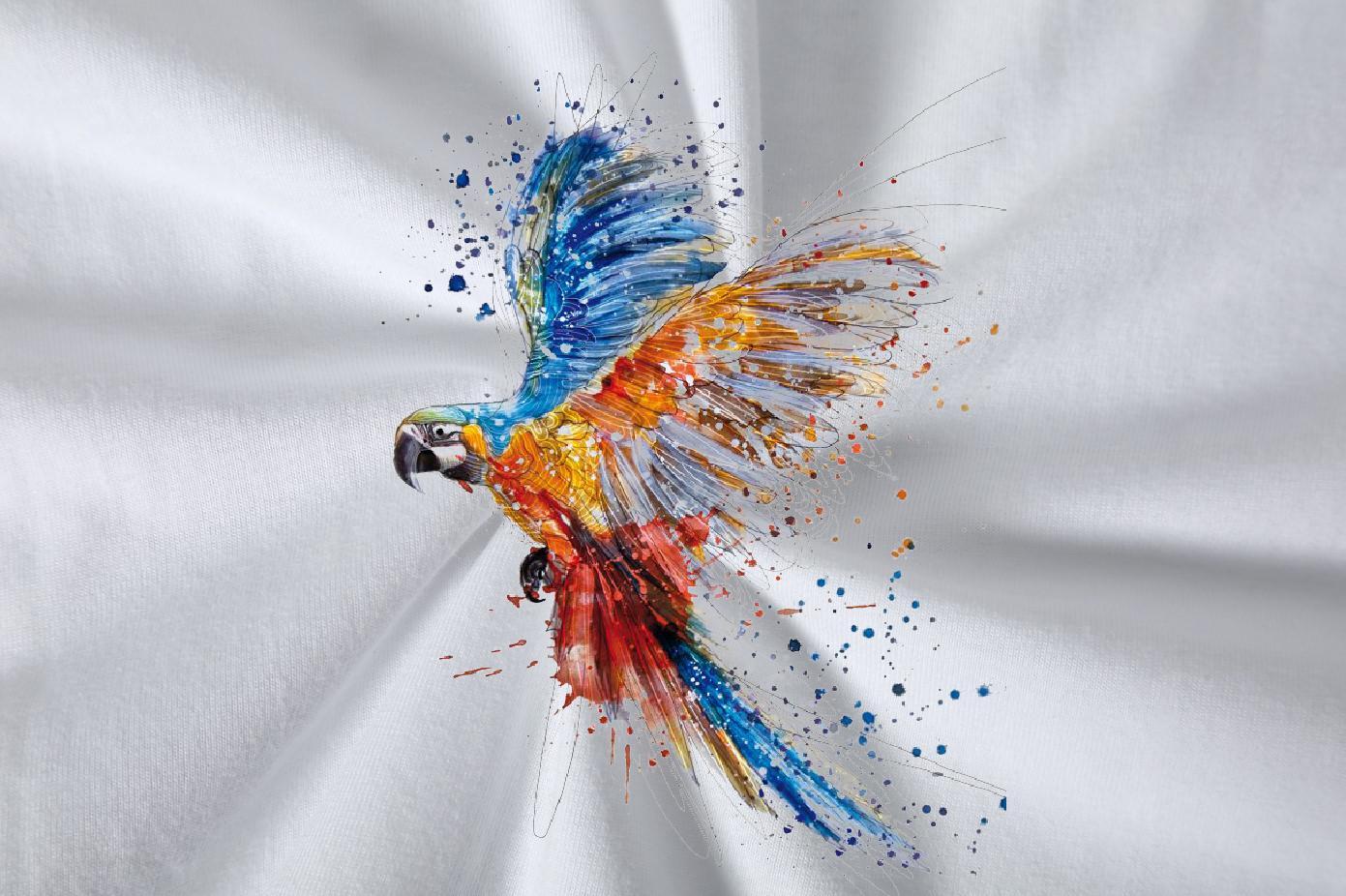 New T Shirt For Man 230g Cotton parrot Street wear Hip Hop Tops Shirt Breathable Short Sleeve Unisex Men Tees Cartoon Printing L-4XL