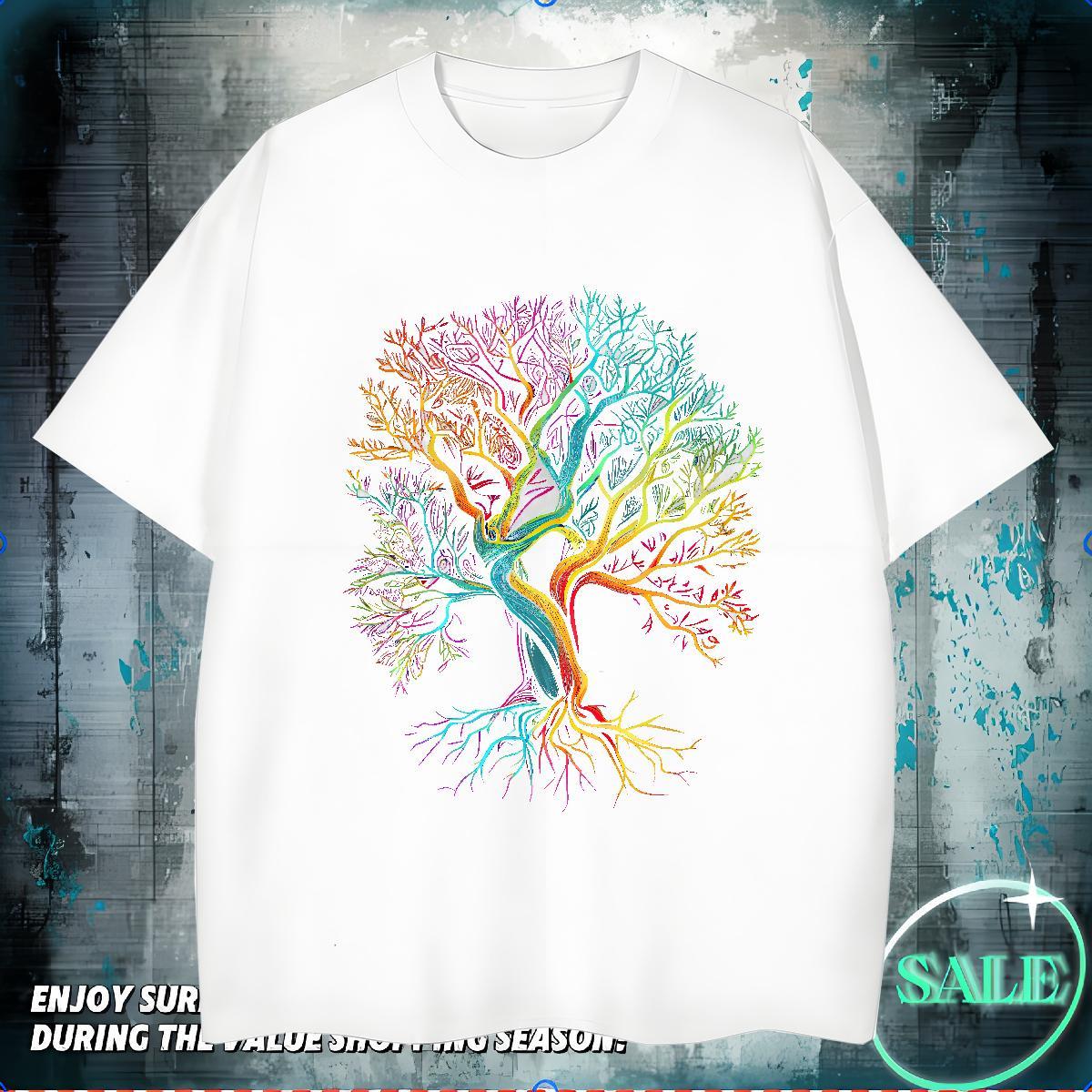 Fashion New Men T Shirts 230g 100% Cotton tree Daily Wear Tops Shirt O-Neck Short Sleeve Designer Men Tshirts Skull