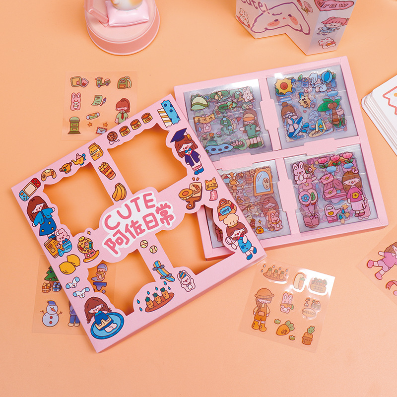 Cartoon tent sticker set with strong creativity PET waterproof stickers cute water cup Guka stickers wholesale
