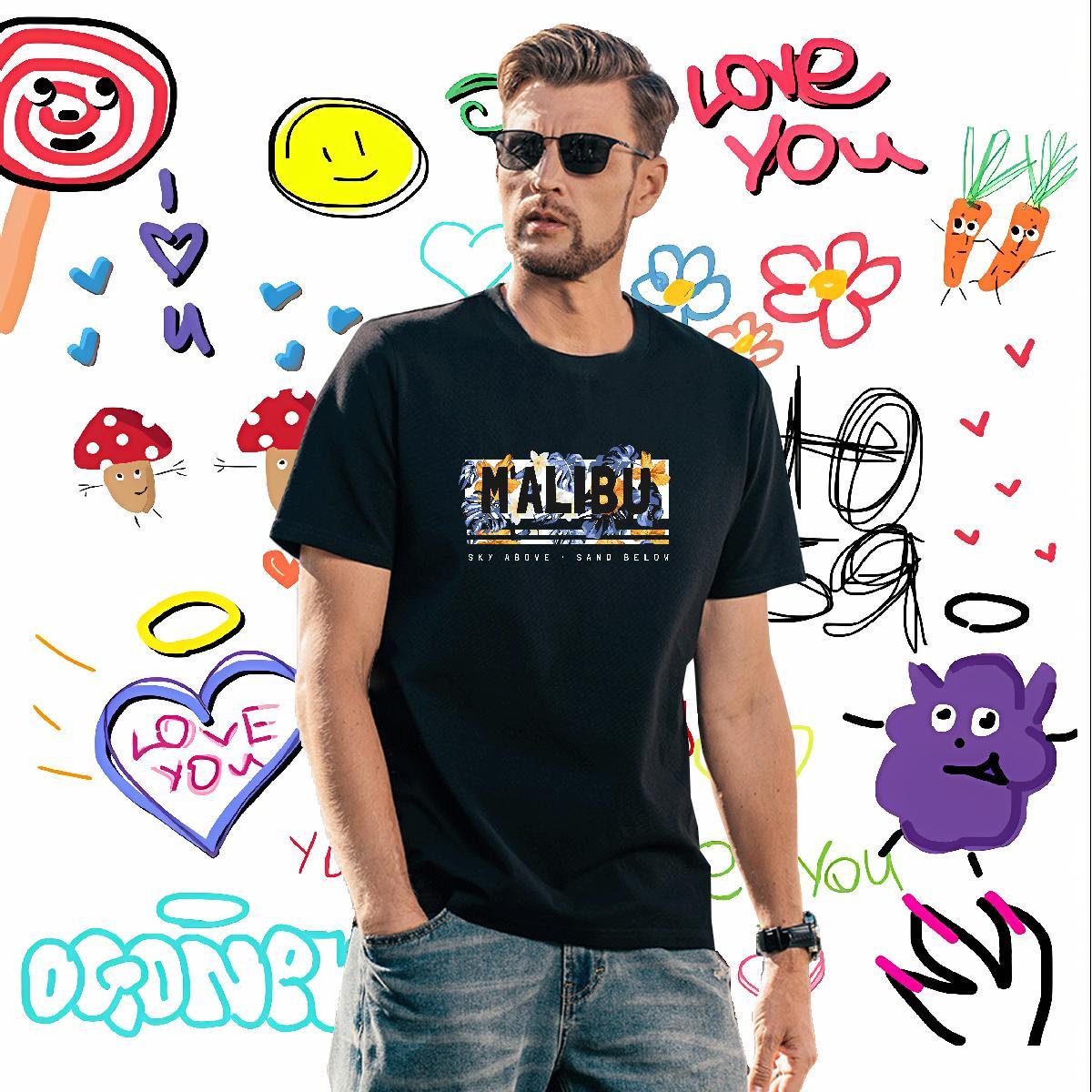 Mens T Shirts 230g Pure Cotton flower Beach Breathable Short Sleeve Custom Big Size Tshirt for Man Woman Customized Comfortable Tops Shirt