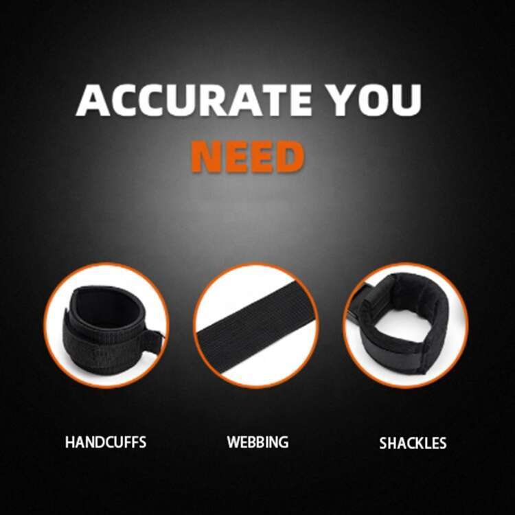 Wholesale Black Wolf Hot Selling SM Slave Bed Bondage Restraint Open Legs With Neck Handcuffs Ankle Cuff Set Couple