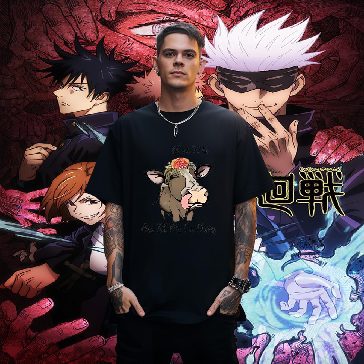 Popular Tshirt for Man Woman 230g Pure Cotton cow Men T Shirts Anime Printing Street Breathable Soft Custom Print Oversized Fashion New Tees