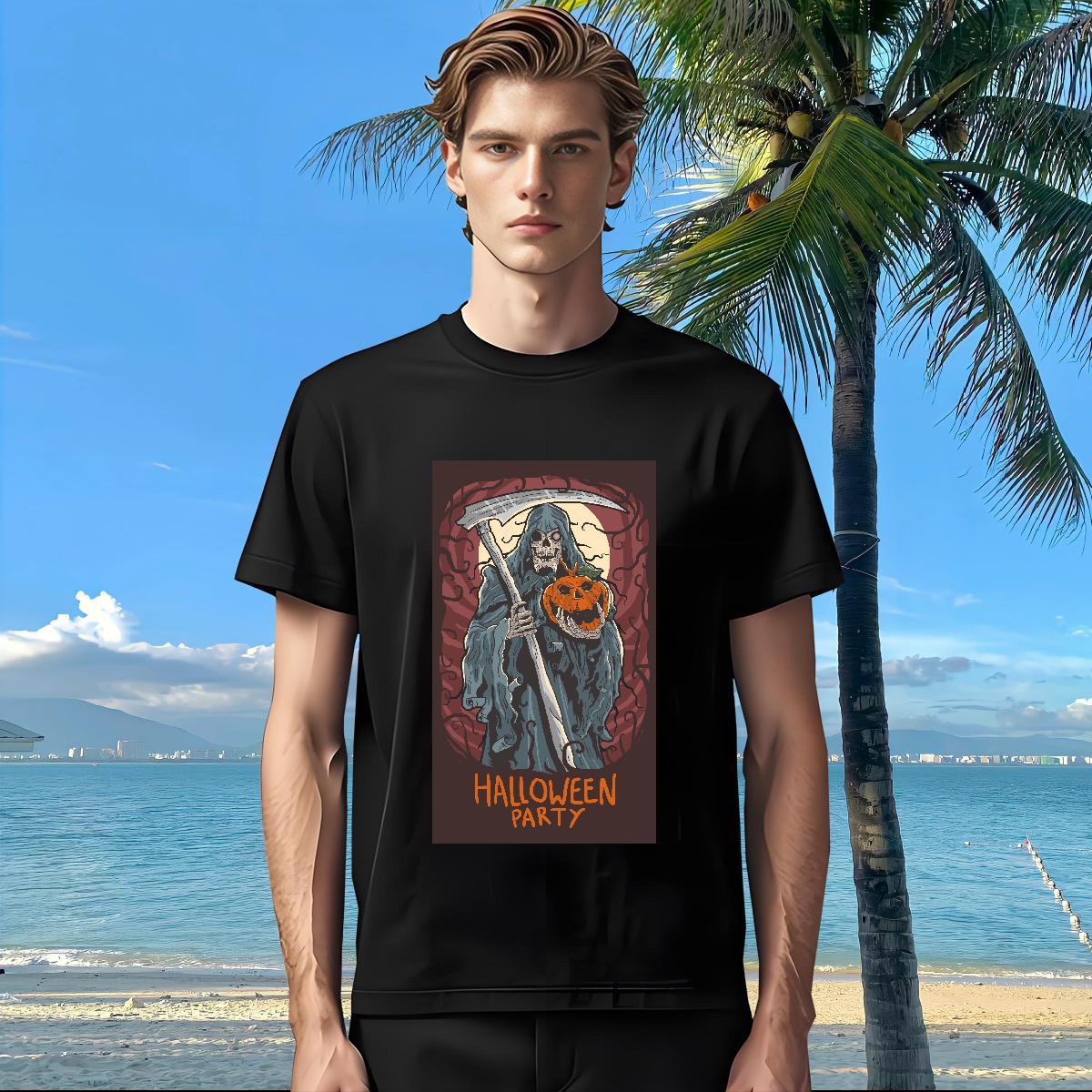 New Arrival Man T Shirts 230g Cotton Halloween Summer Casual Tees Breathable Short Sleeve High Quality Men Clothes T-Shirt Custom Big Size