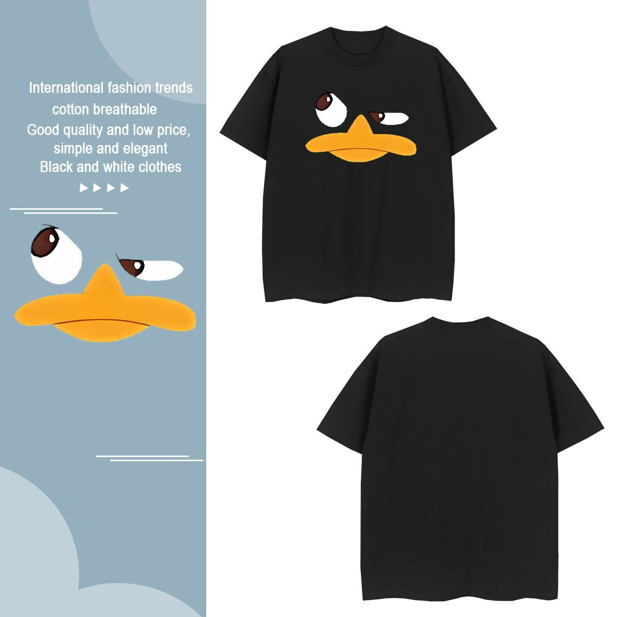 Cool Couples T Shirts 230g 100% Cotton duck T Shirts Men Daily Wear Breathable Short Sleeve Anime Print DIY Tees Shirts