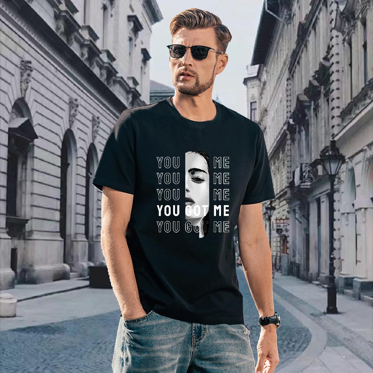 T Shirts Men 230g 100% Cotton portrait High Street Hip Hop O Neck Short Sleeves Oversized 4XL Mens Tshirts Stylist Popular Tops Tees
