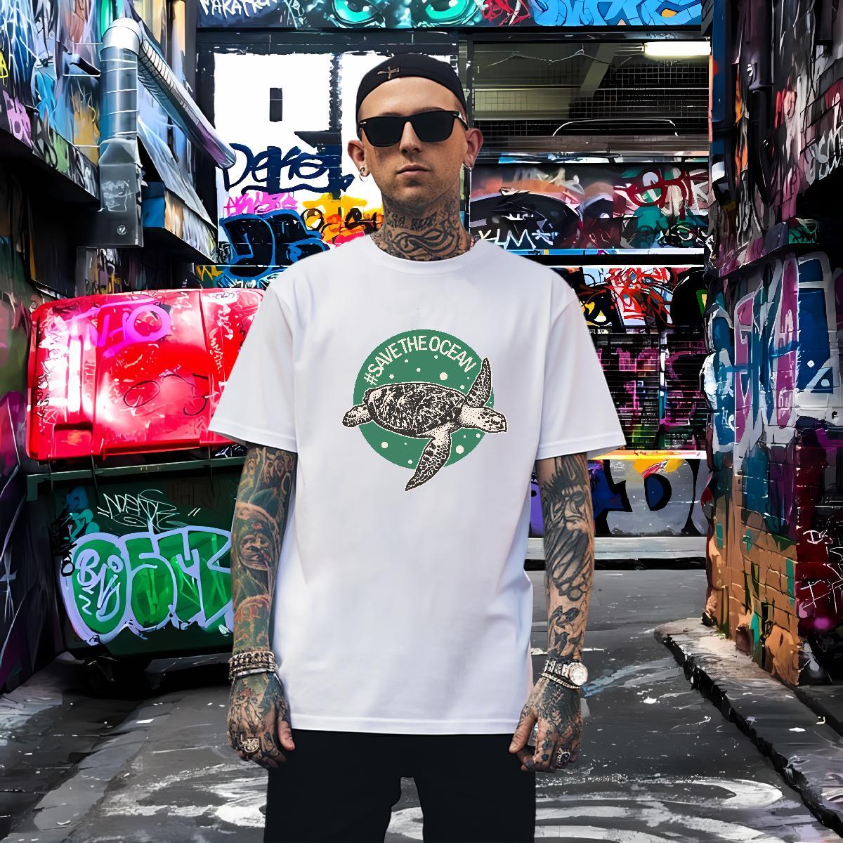 T-Shirts 230g Cotton tortoise Hip Hop Short Sleeve Soft Custom Anime Mens Tshirts Classic Cool Design Wear