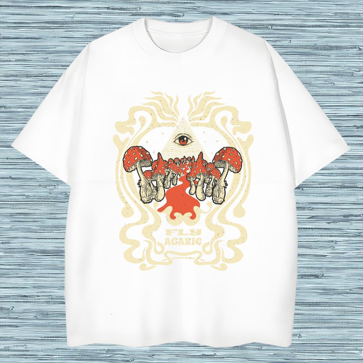 Man T Shirts 230g 100% Cotton mushroom Street Wear Crew Neck Breathable Custom Print Plus Size Men Tshirts 2024 DIY Soft Tee Shirt