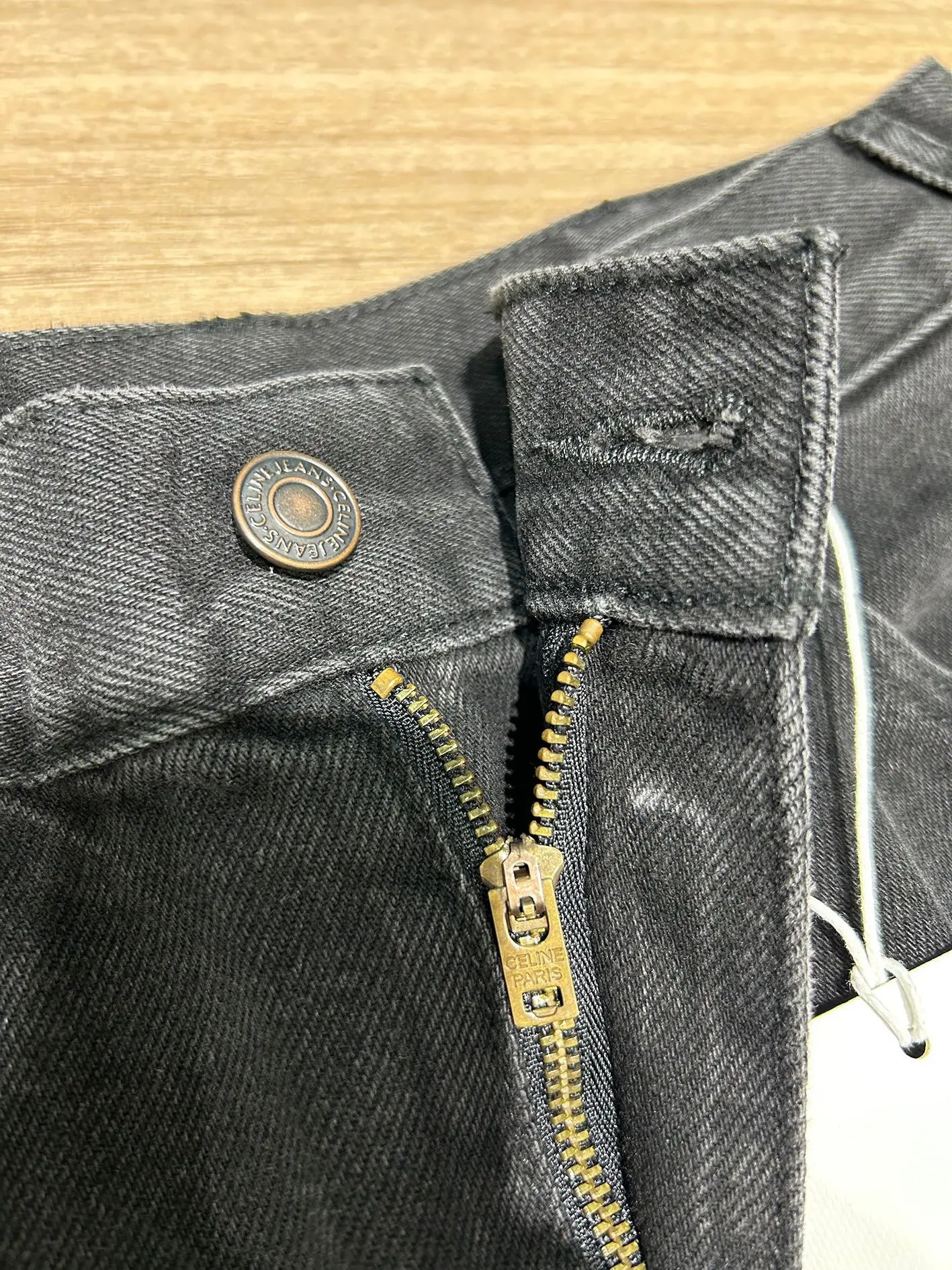 Early Spring Ce Blogger Same Non-elastic High Waist Dark Gray Straight Denim Trousers Women 240806