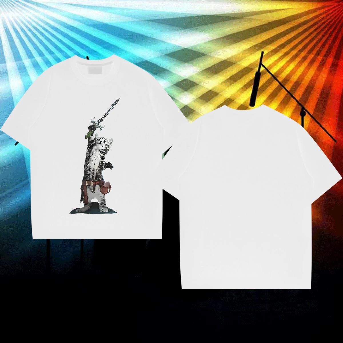 Designer Fashion T shirt 100% Cotton 230g cat Beach Tees Shirts O-Neck Short Sleeve Classic Couples T Shirts Black White