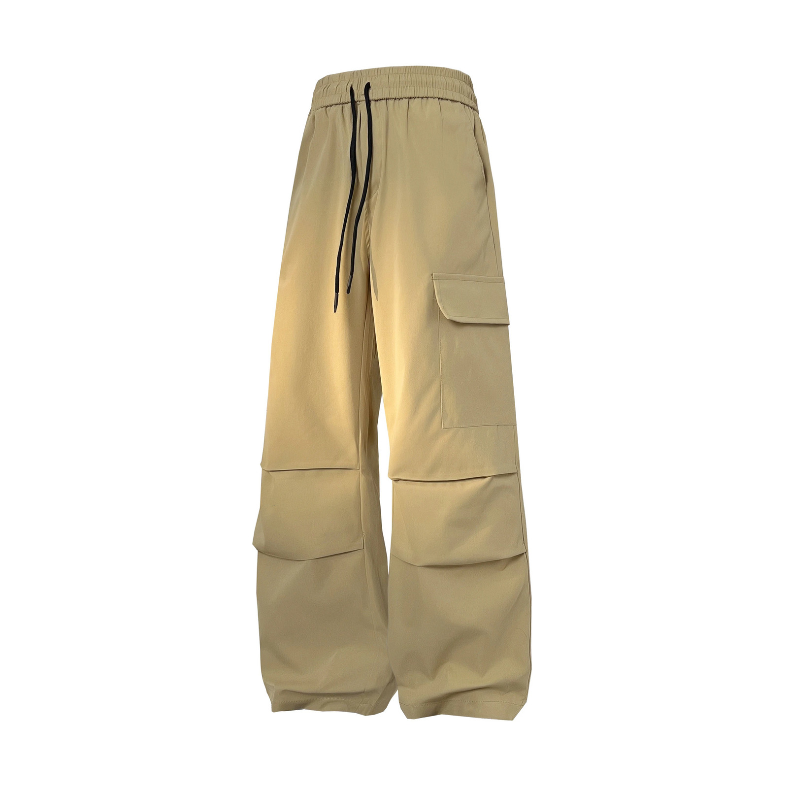 Wide Leg Drawstring Black Cargo Pants Korean Harajuku Casual Baggy Overalls Mens Streetwear Loose Oversized Trousers 240806