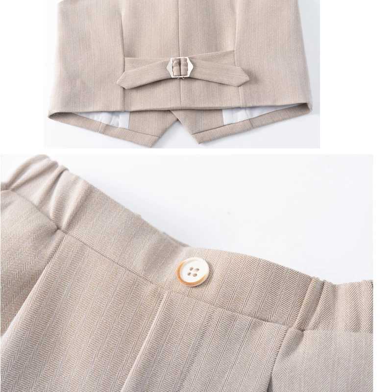 Suits Childrens Vest Suit Set Boy Wedding Dress Baby Birthday Party Piano Performance Costume Kids Waistcoat Pants Bowtie Clothes