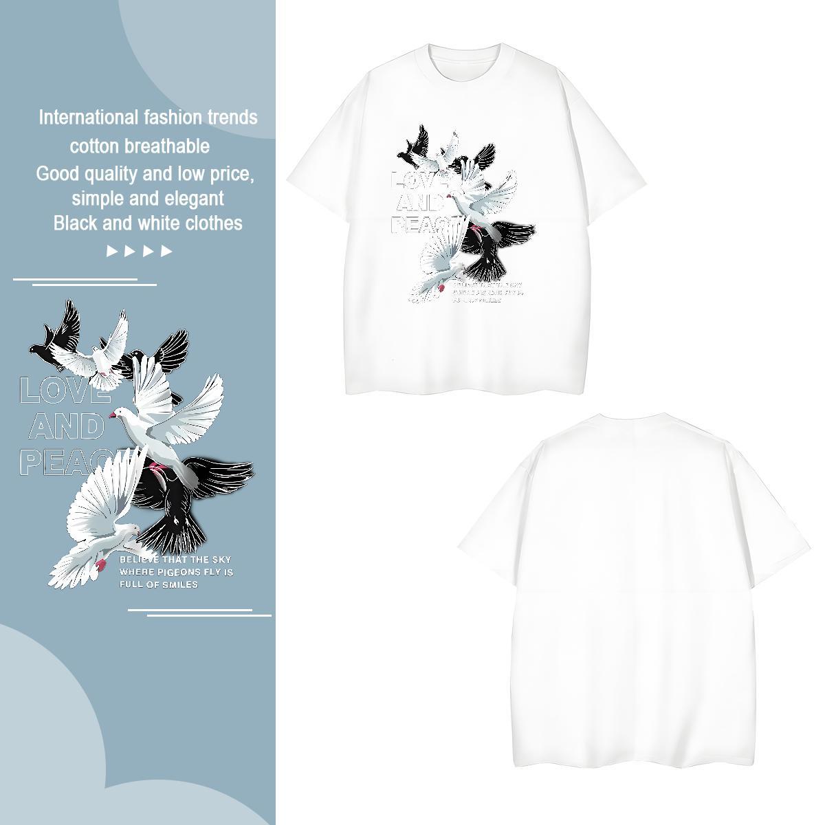 T shirt 230g Pure Cotton eagle Beach Breathable Short Sleeve DIY Printed Men Tshirts Fashion New Cool Tops