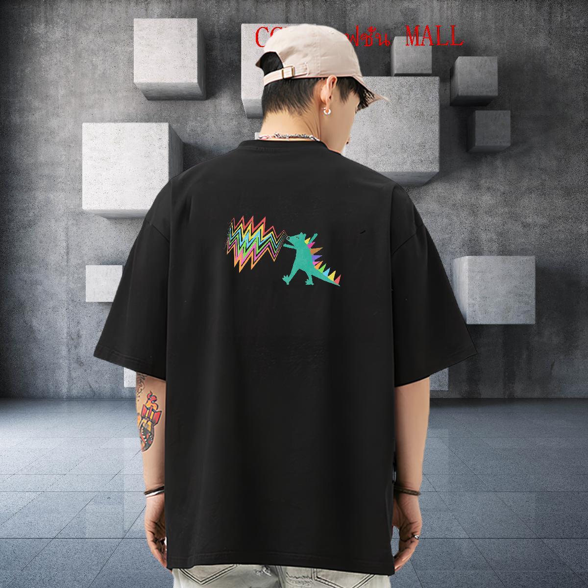 2024 New T Shirt For Man 230g 100% Cotton dinosaur Street Wear Clothes Breathable Short Sleeve TOP Quality Tshirts Custom Big Size