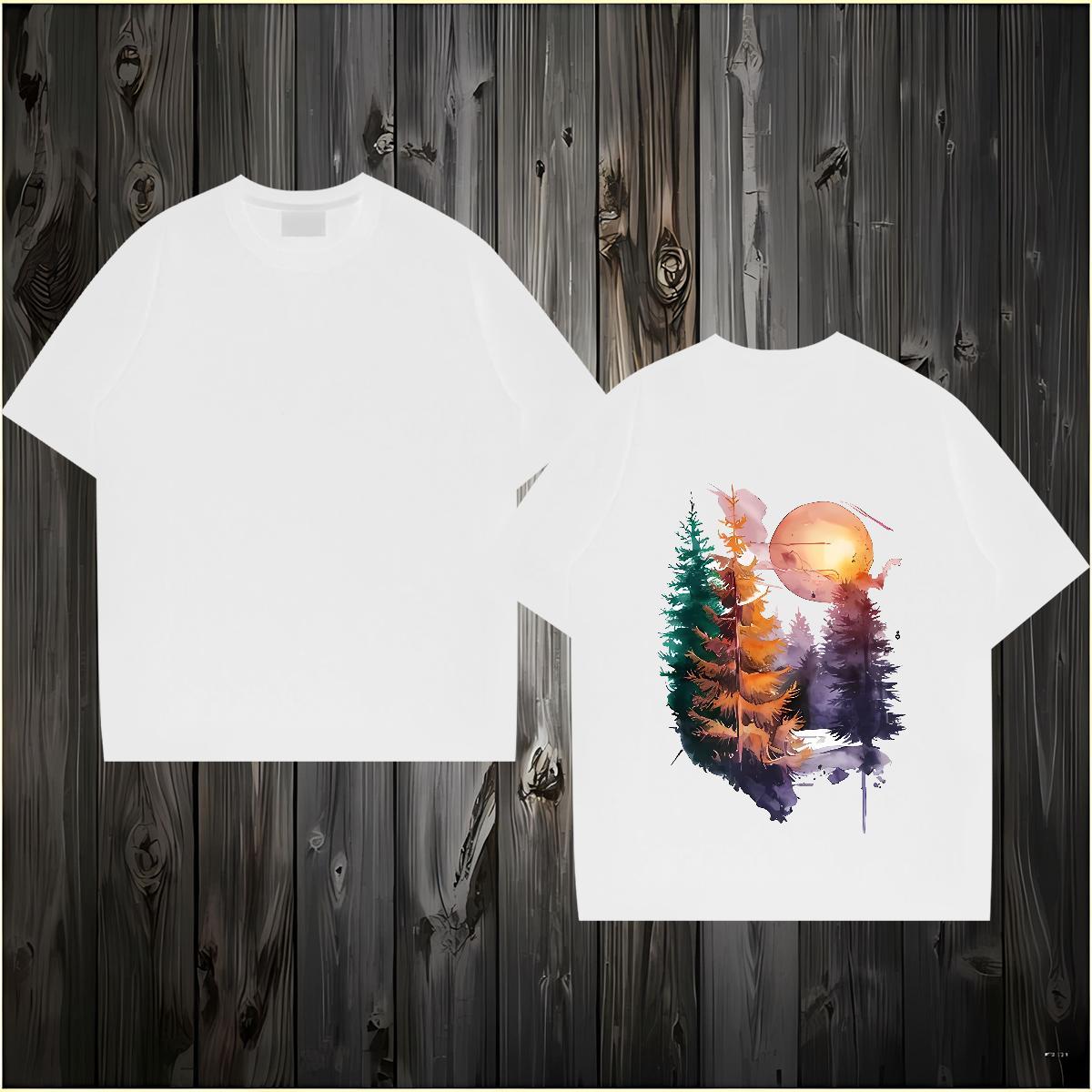 Fashion Casual T-Shirts 230g Pure Cotton tree Hip Hop Tops Shirt Short Sleeve Soft Loose Tshirt for Man Woman Anime