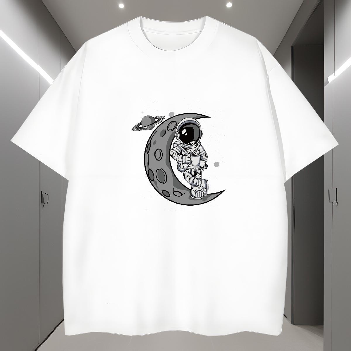 Mens T Shirts 230g Cotton universe Spring Summer O Neck Short Sleeves Graphic Men Tops Tees Customized Cool Design Tee Shirt