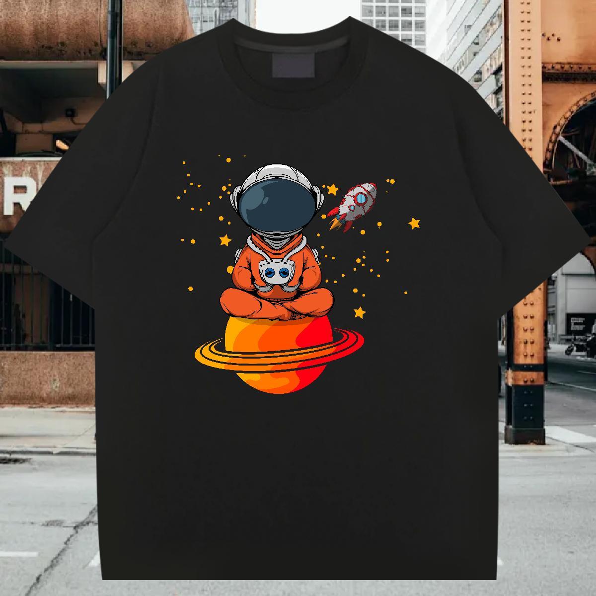 T Shirt For Man 230g Pure Cotton cosmonaut Casual Daily Wear Breathable Custom Print Oversized Men Tshirts Stylist Brand Tees
