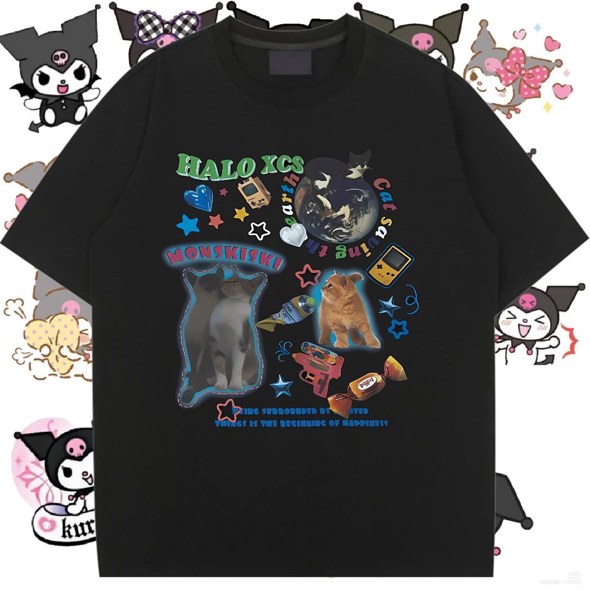 Wholesale T Shirts Women Round Neck Short Sleeve Couples T Shirts DIY Anime Printed funny Street Casual 100% Cotton 230g Casual New Clothings