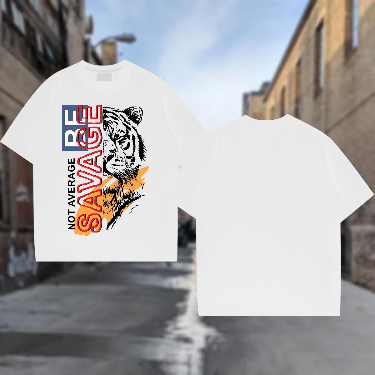 T Shirt For Man 100% Cotton 230g Summer Casual Crew Neck Floral Print Mens Tshirts Free Shipping Loose Tops