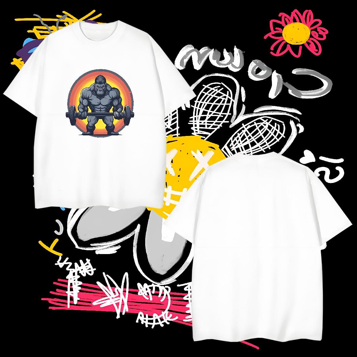 New Designer Mens T Shirts 230g 100% Cotton chimpanzee Daily Outfit Polos O Neck Short Sleeves Cool Design Tshirt for Man Woman Oversized