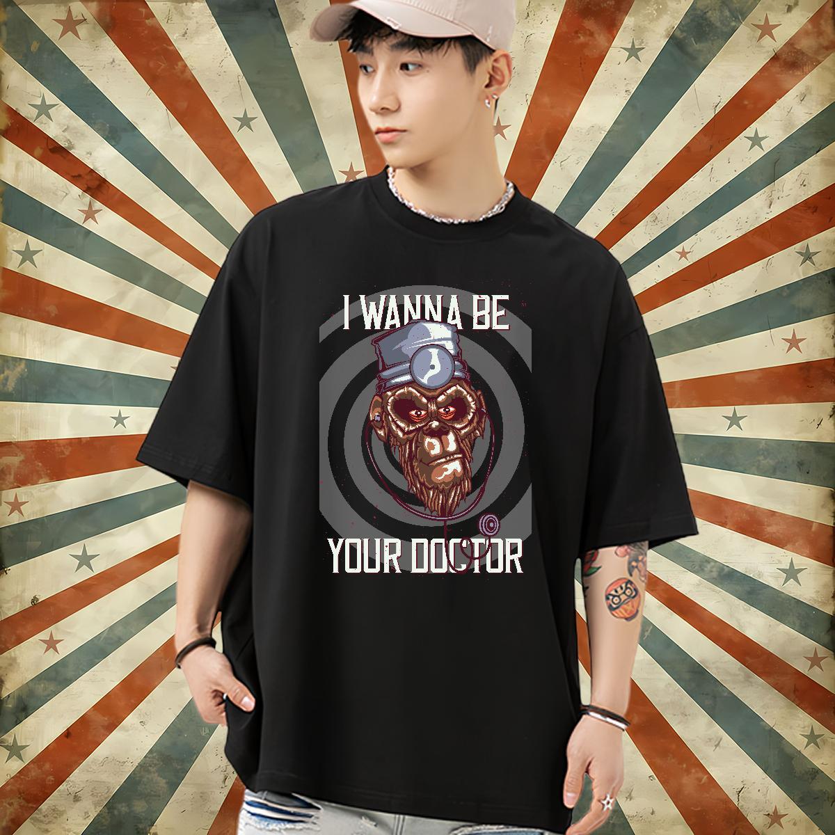 Free Shipping T-Shirts for Men 100% Cotton 230g chimpanzee Casual Beach Tees Shirts Breathable Crew Neck Designer Tshirt for Man Woman Floral Print