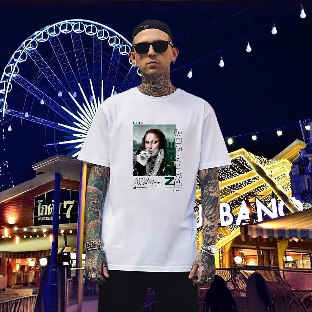 T-Shirts for Men 230g Cotton character Street Round Neck Short Sleeve Oversized 3XL 4XL Men Tees 2024 Comfortable Top Tees