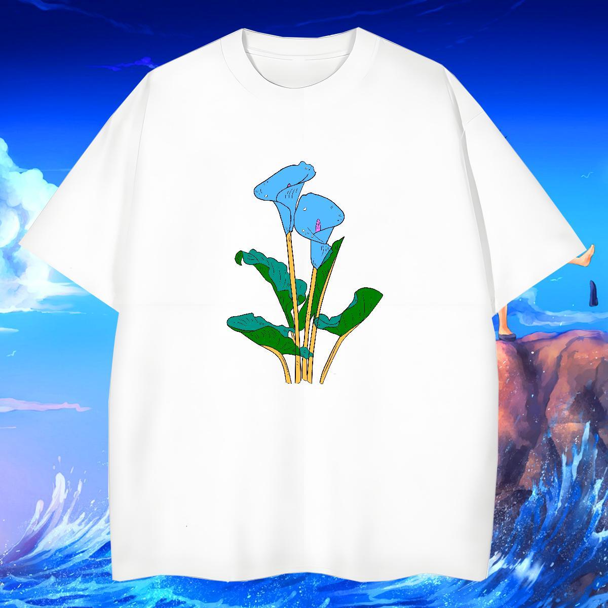 Designer Men Tops Tees 100% Cotton 230g Outdoor flower Floral Print Round Neck Short Sleeve Casual New Men T Shirts Tees Shirts