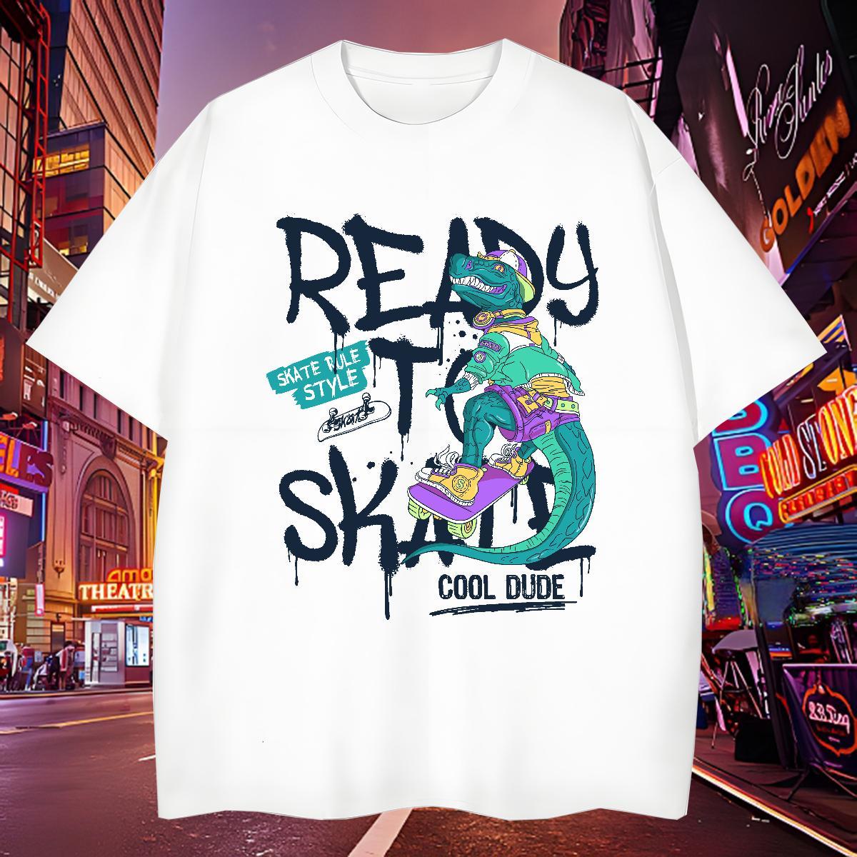 Loose Fit Tshirt for Man Woman 230g 100% Cotton dinosaur Men T Shirts Casual Daily Wear O Neck Short Sleeves DIY 2024 Designer Tops Tees