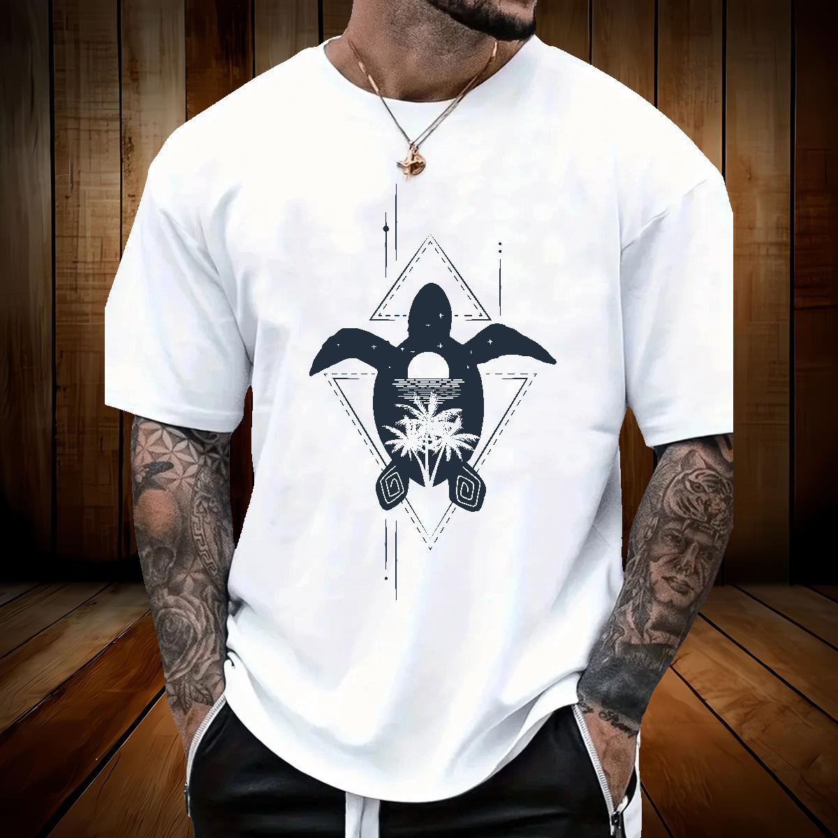 2024 Summer T Shirts Men 100% Cotton 230g Spring Summer Tops Tees Pure Cotton Loose Men Tees Cartoon Printing L-4XL