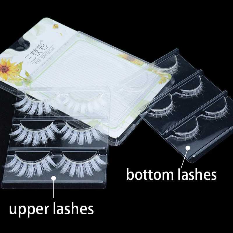 3 pairs of fluffy lace white eyelashes 3D natural color artificial vegan silk eyelashes for role-playing Halloween makeup party W240803