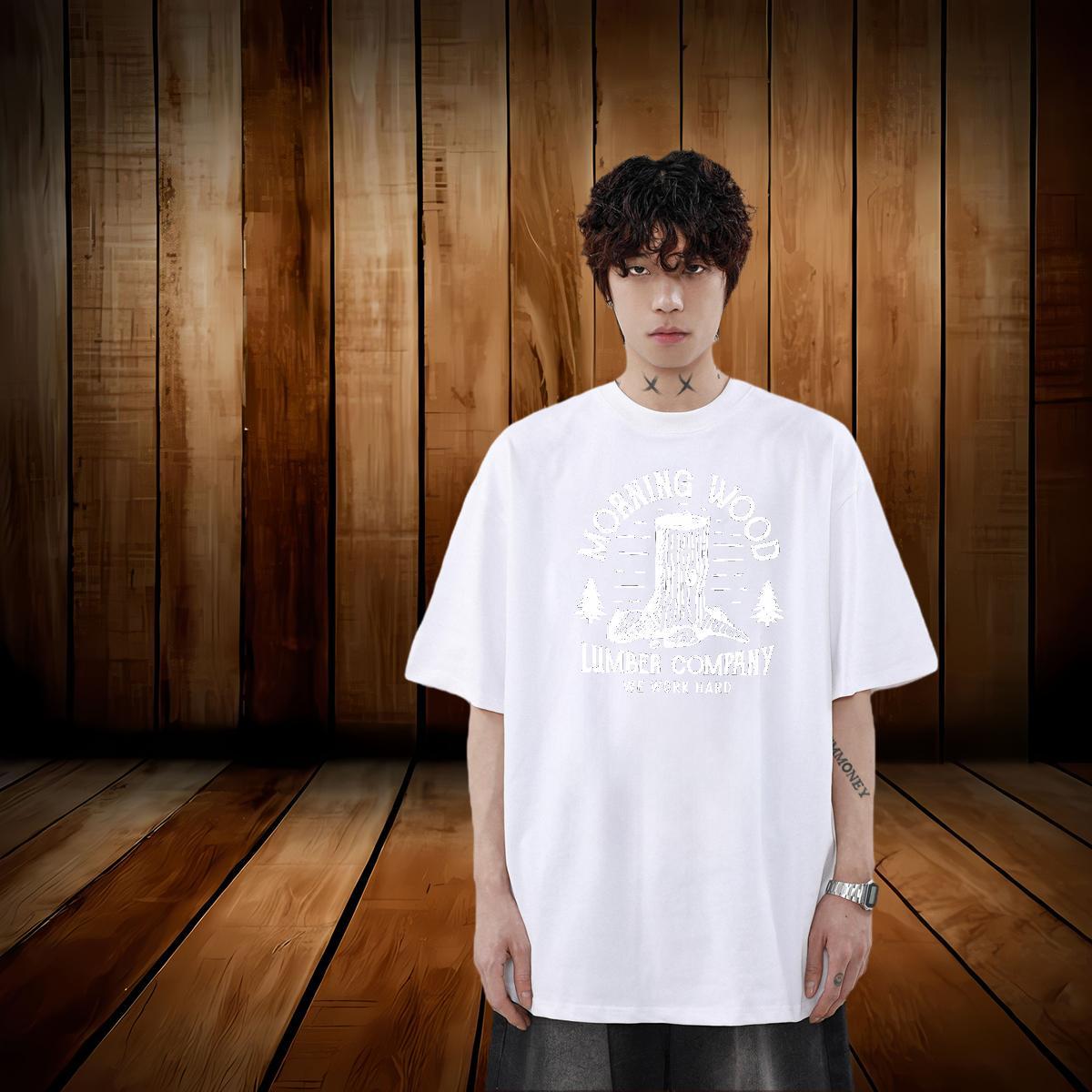 2024 Summer T-Shirts for Men 230g 100% Cotton tree Anime Printing Street Wear Short Sleeve Soft Free Shipping Tshirt for Man Woman Plus Size Custom