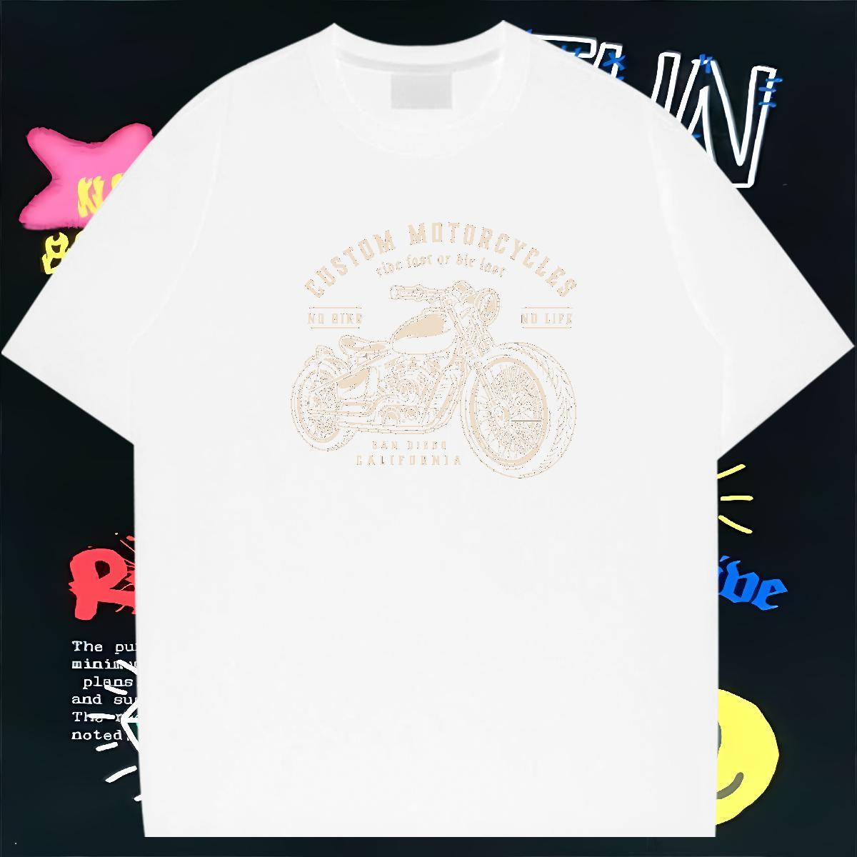 Classic Casual T-Shirts Motorcycle Polos 230g Cotton Casual Daily Wear Comfortable Plus Size Cartoon Breathable Crew Neck Men Tops Tees
