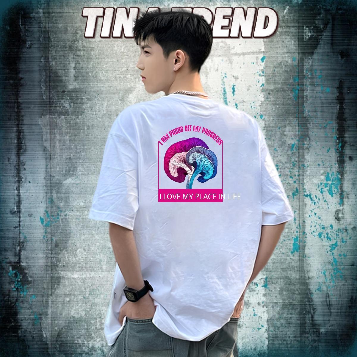 Factory Direct Mens T Shirts 230g Pure Cotton mushroom Spring Summer Clothes Short Sleeve O-Neck Comfortable Tshirt for Man Woman Floral Print