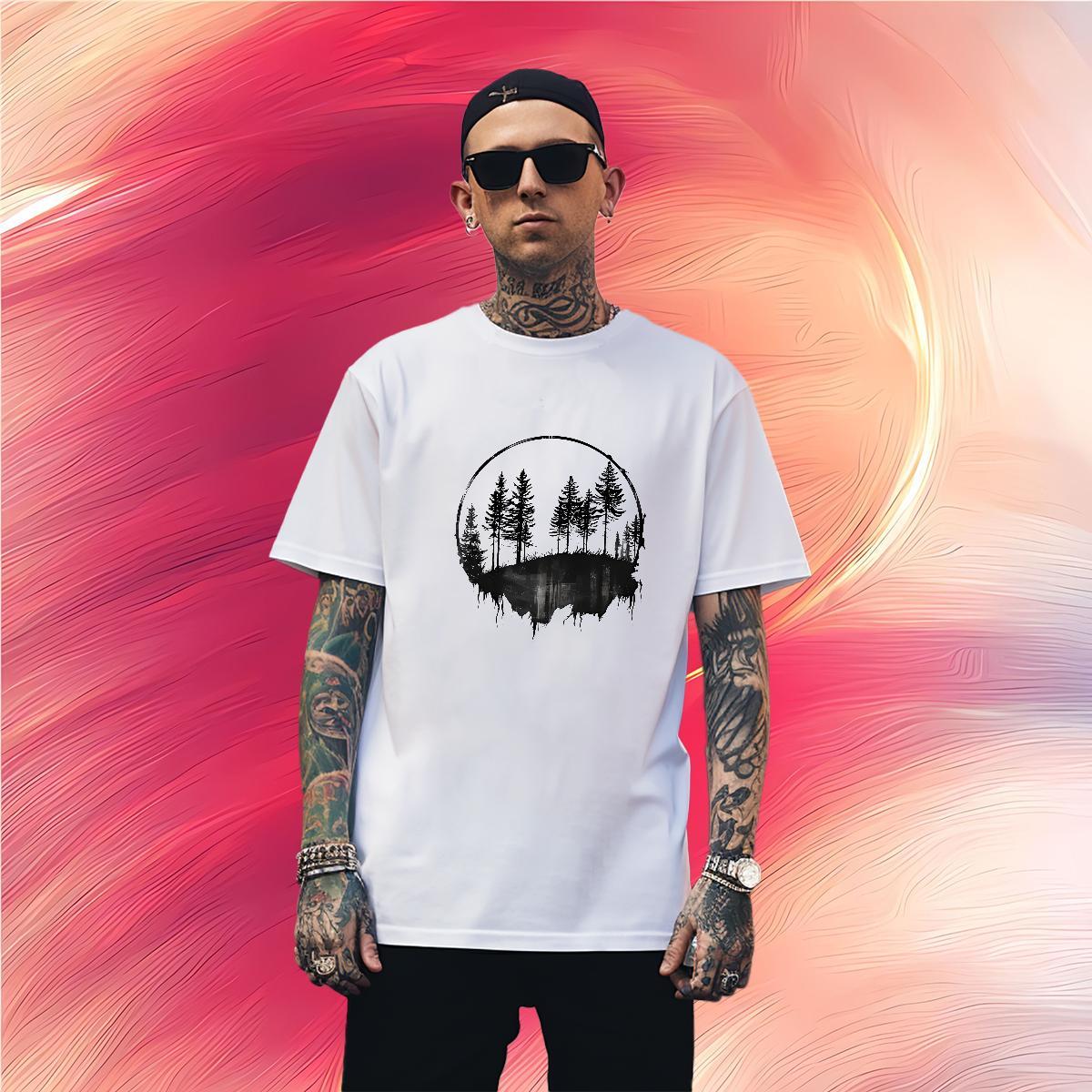 Men T Shirts 230g Cotton tree Sport Breathable Soft Custom Big Size Men Tshirts Fashion Loose Clothes