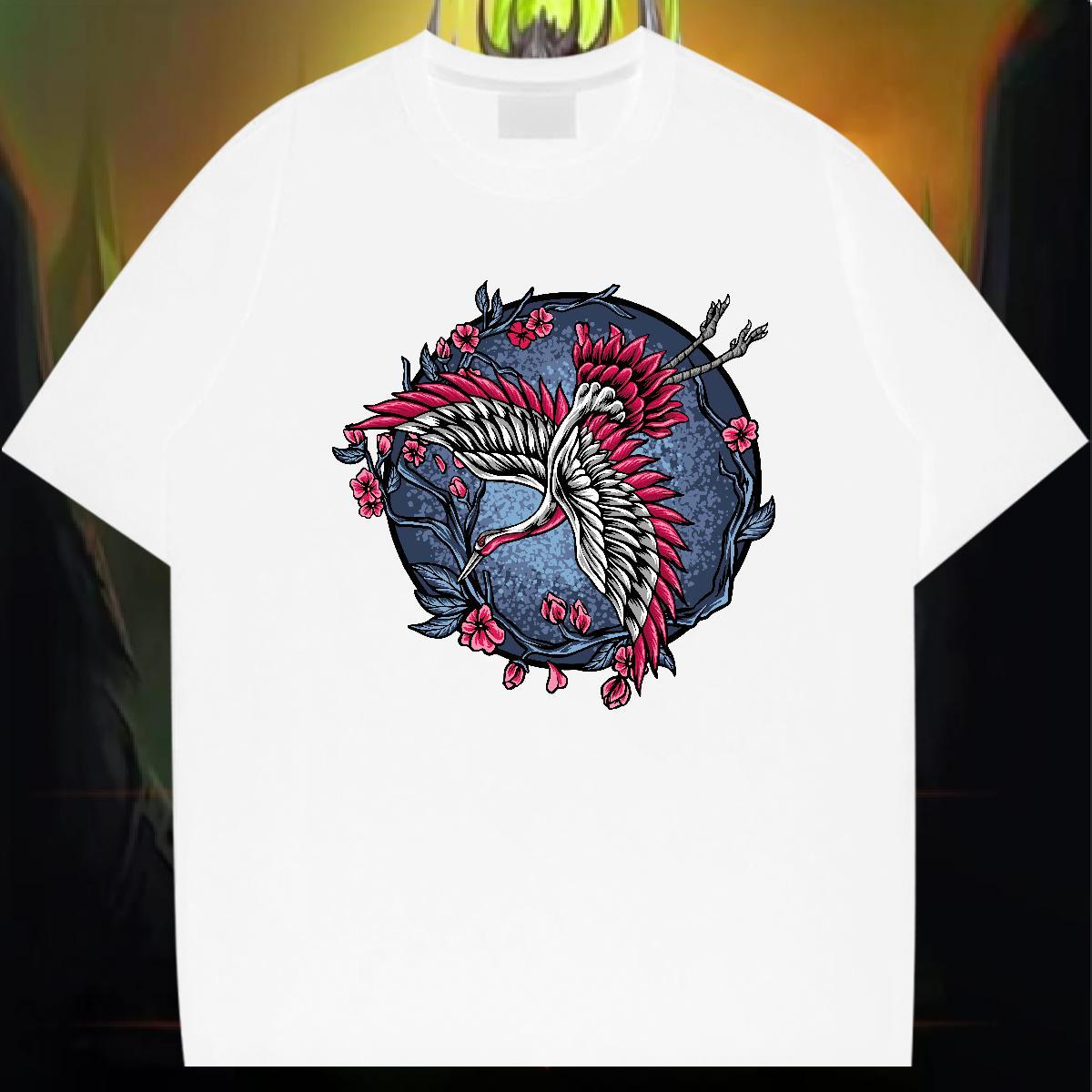 Fashion New T-Shirts for Men 230g Pure Cotton eagle Street Casual Top Tees Breathable Crew Neck Cool Men Tshirts Custom Big Size